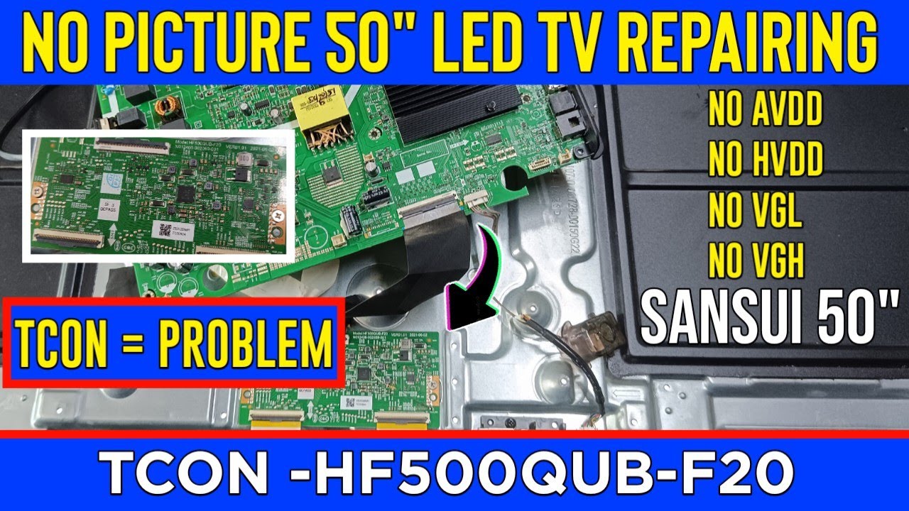 SANSUI  JSW50ASUHD LED TV REPAIR | NO PICTURE | TCON - HF500QUB-F20 | LED TV REPAIRING 