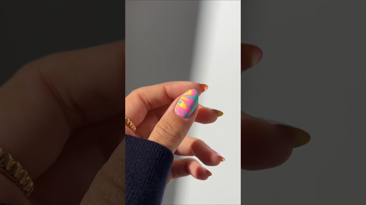 Easy Water Marble Nailart Design At Home##nailart #nails #shorts #ytshorts #viralvideo #nailtutorial