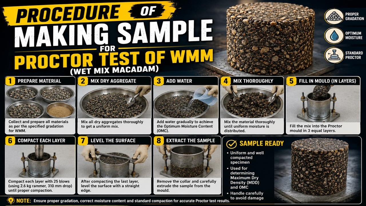 PROCEDURE OF MAKING SAMPLE FOR PROTOR TEST OF WMM