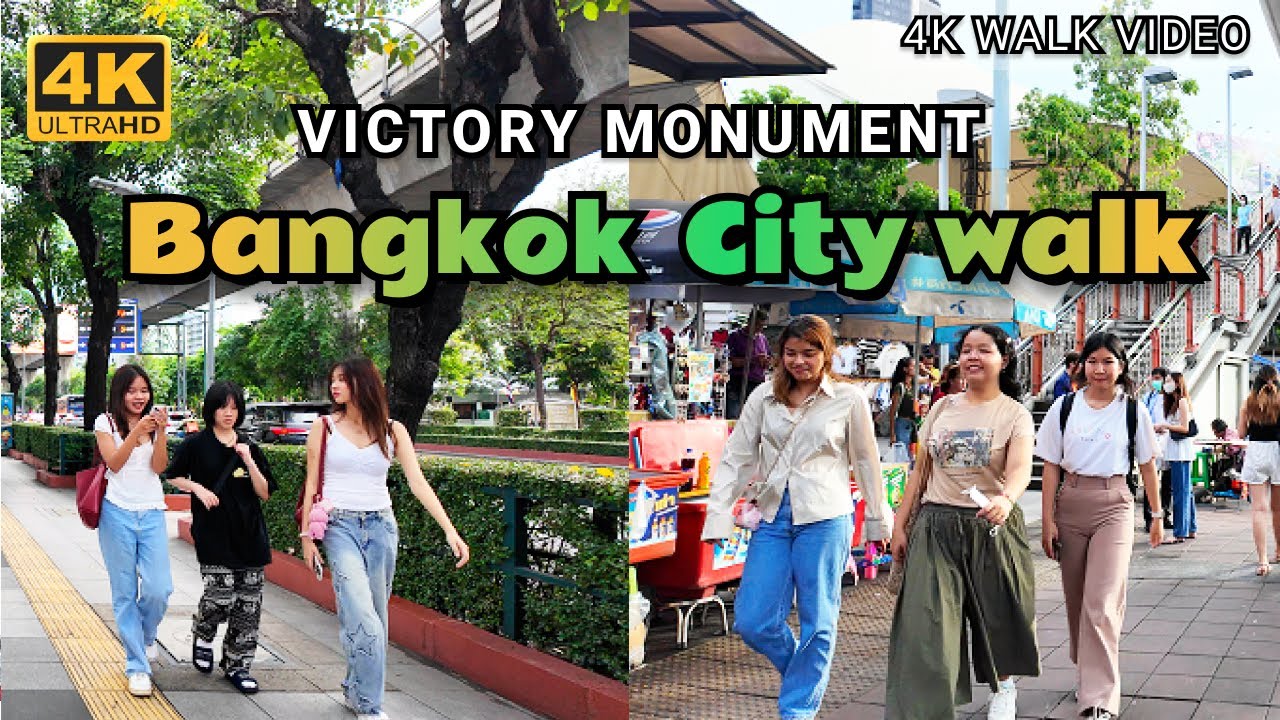[4K HDR] Bangkok CIty Walk | Walking Around Victory Monument | Thailand Street View