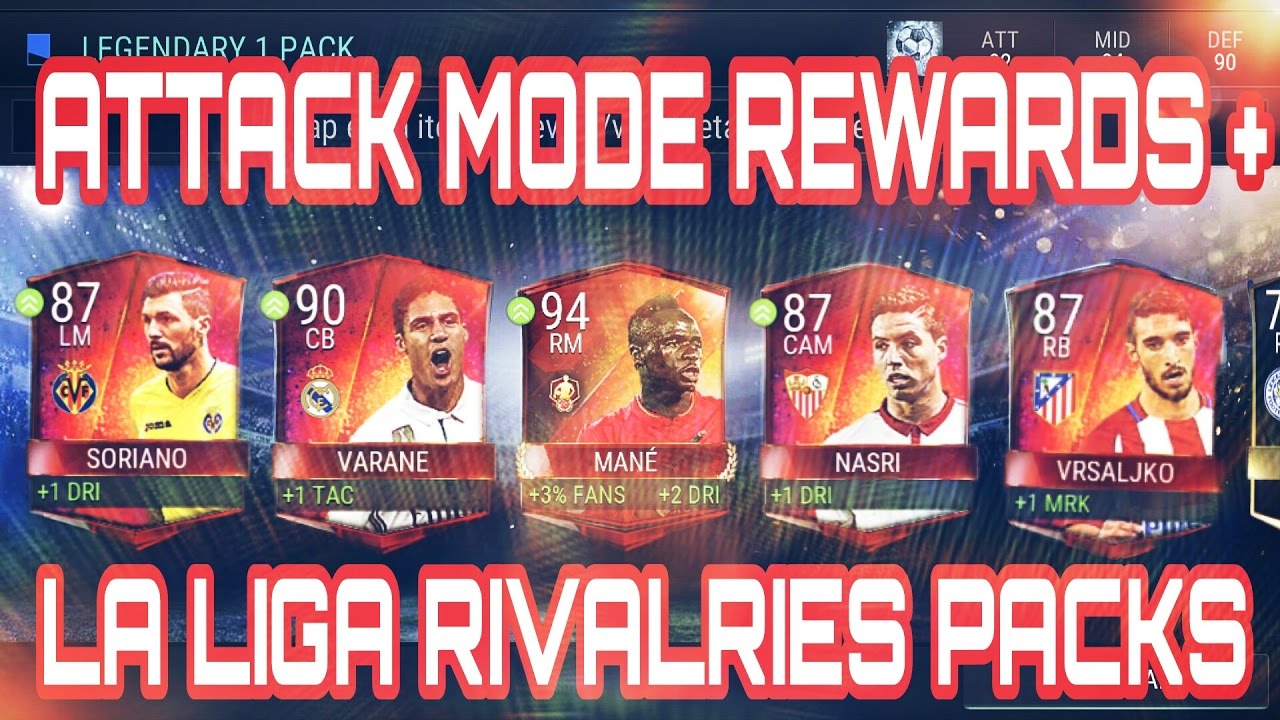 FIFA MOBILE~ ATTACK MODE SEASON 5 REWARDS + LA LIGA RIVALRIES PACKS !! 94 RM MANE + 90 CB VARANE !!!