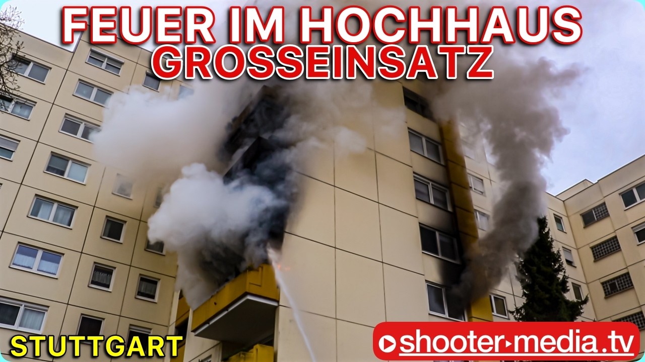 🔥🔥 FEUER IM HOCHHAUS mit FLAMMEN & RAUCH 🔥🔥 | 🚒 Gro&szlig;einsatz f&uuml;r Feuerwehr Stuttgart