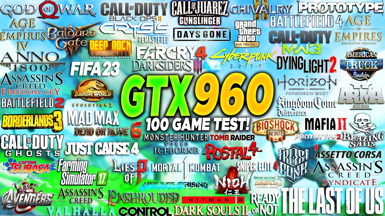 GTX 960 + i5 10400F — тест в 100 играх в 2025 году