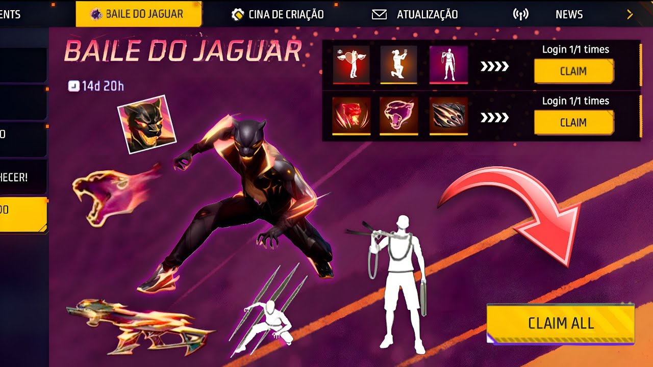 NEW EVENT FF 🤯 CLAIM ✅ FREE REWARDS + EMOTE 🕺😍 JAGUAR BUNDLE IN FF 🐆 NOOB TO PRO ACCOUNT 💎 FREE FIRE