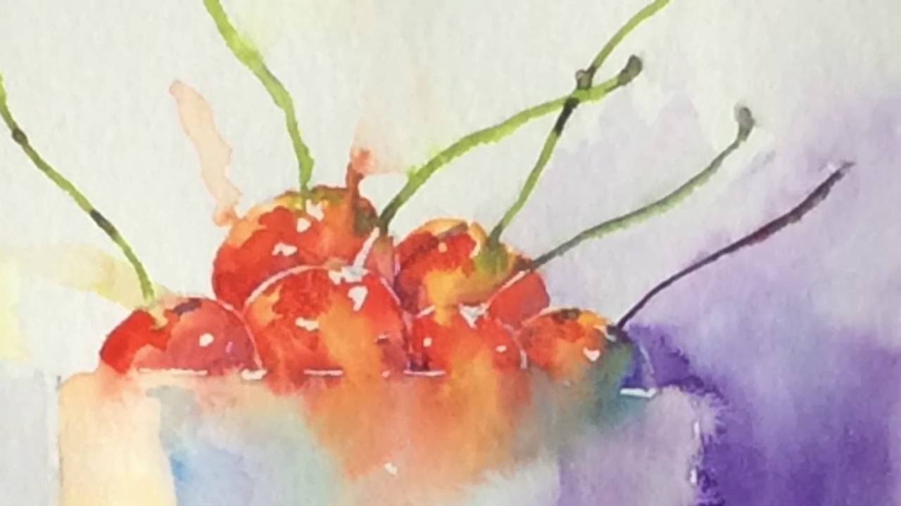 Simple LooseWatercolours.com 'Life is a bowl of Cherries' with Andrew Geeson