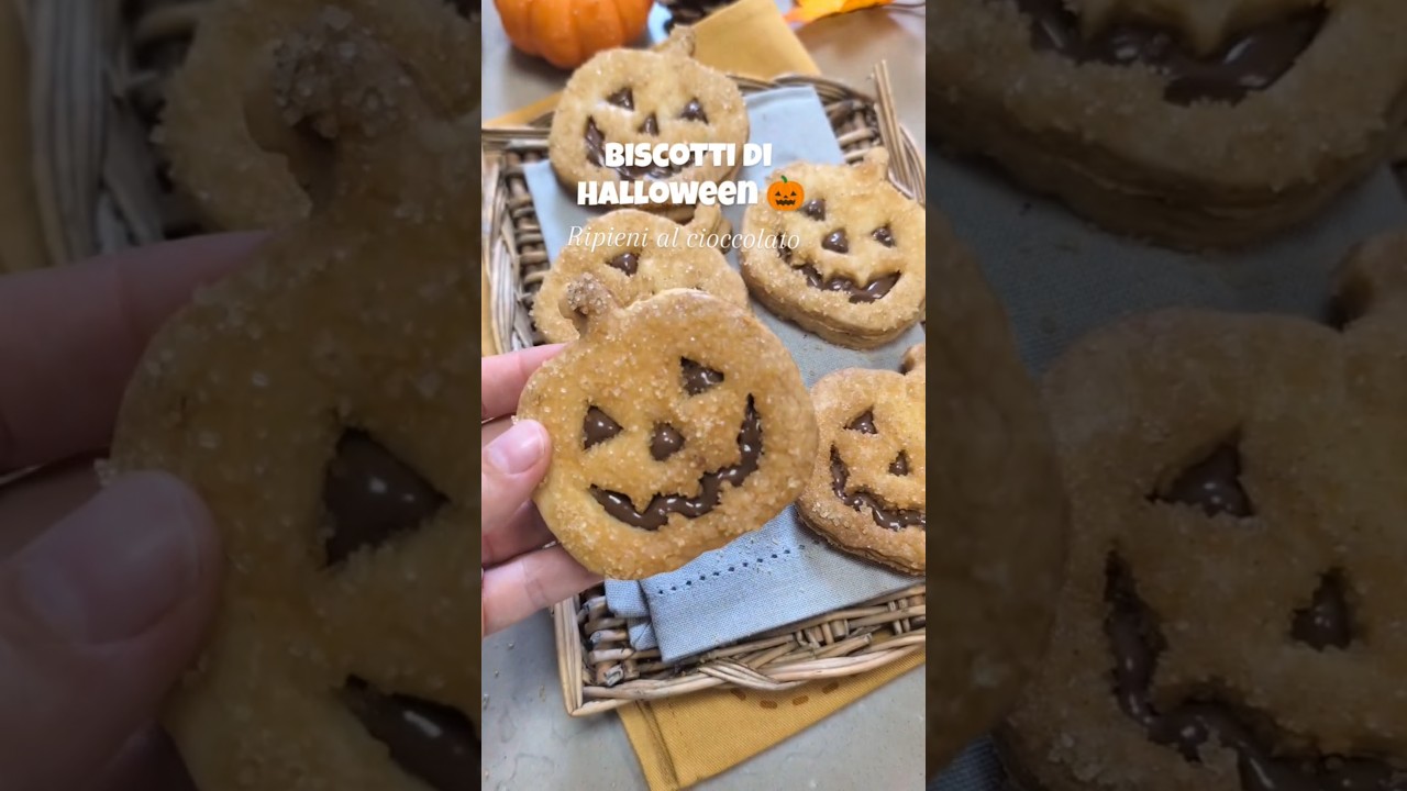 BISCOTTI DI HALLOWEEN ripieni di Nutella 😍 Friabili, buonissimi! 