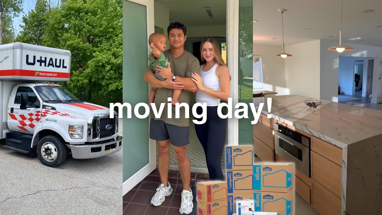 MOVING DAY VLOG 🏡 packing up the truck, deep cleaning, organizing our new house!