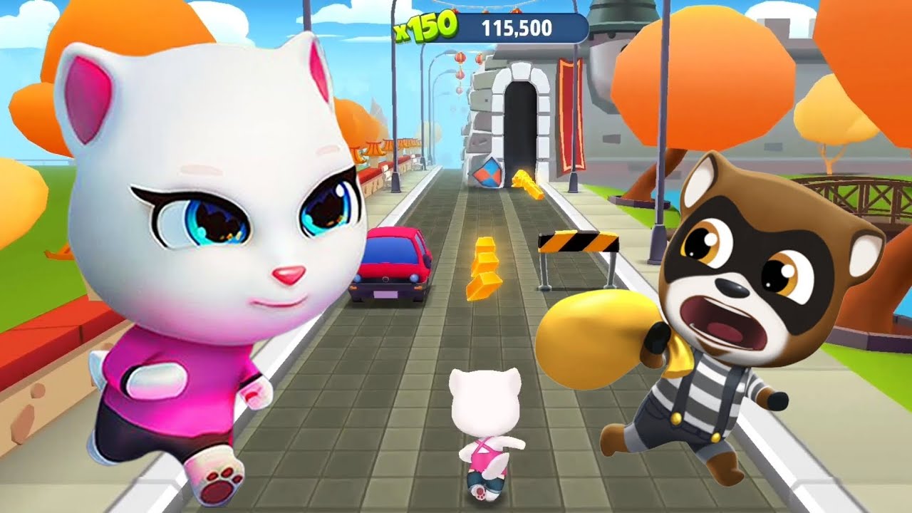 Talking Tom Gold Run Lunar New Year In Abandoned World - Angela - Full Screen