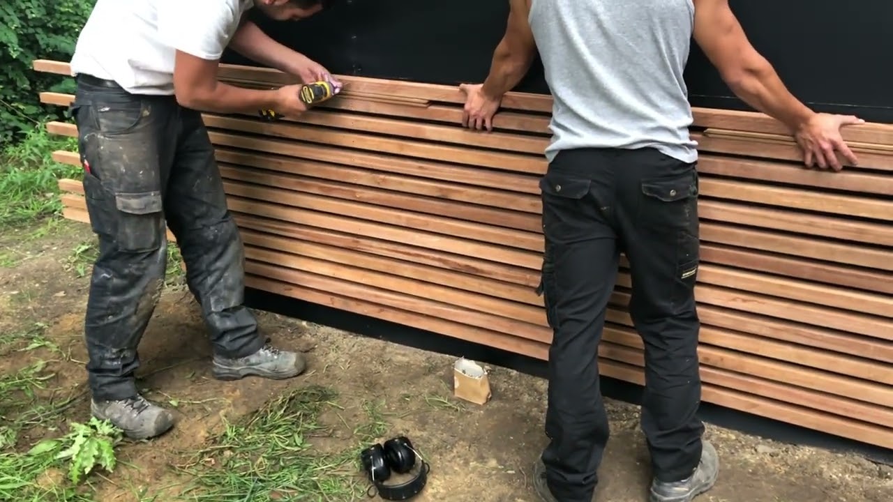 Ipe slatted modern 4.0 x 4.0 hardwood fence
