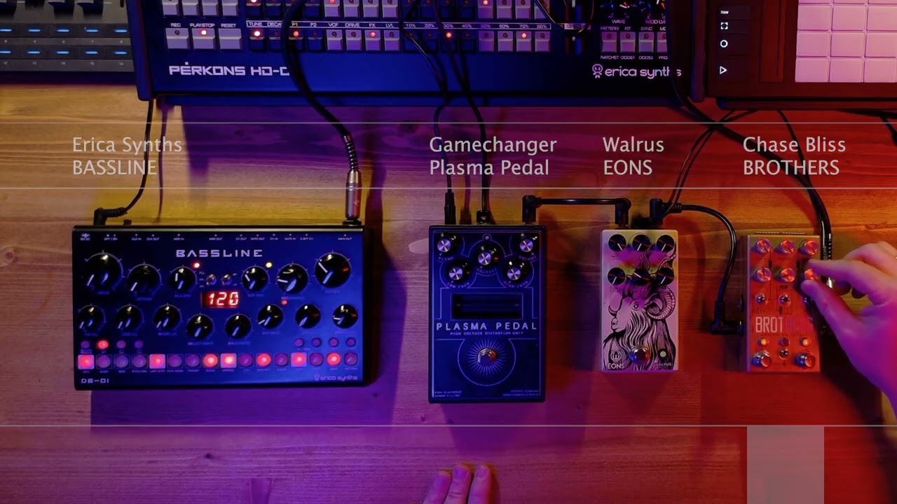 Erica Synths Bassline + Fuzz and distort Effects Pedals Comparison | Sound Only | No Talking