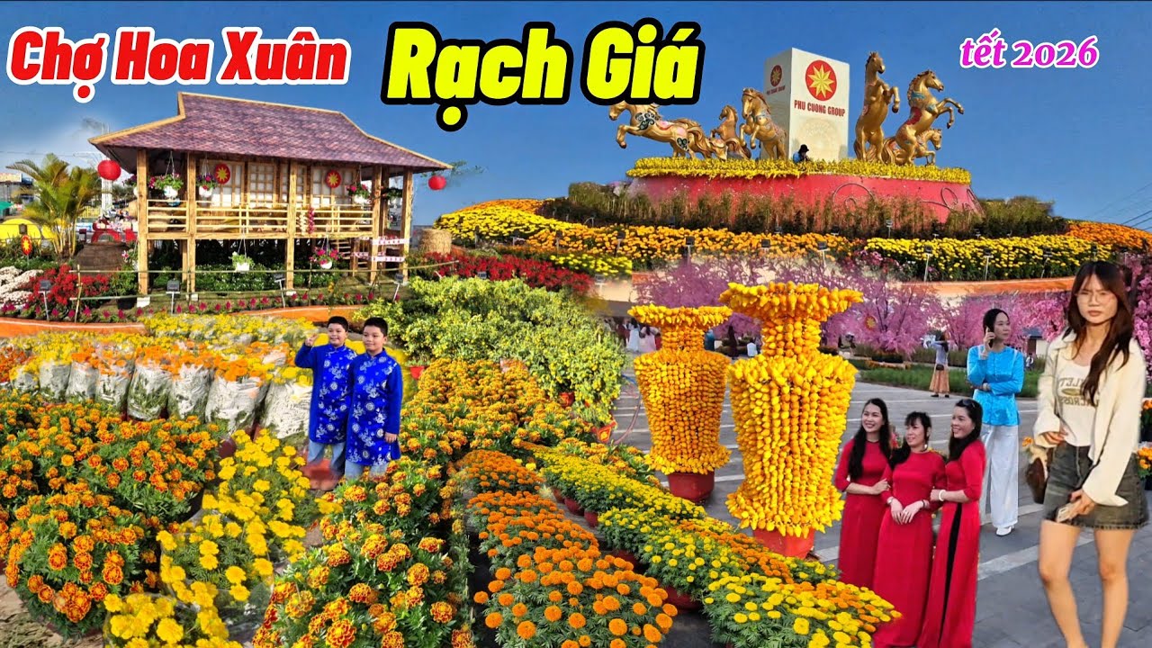 Rộn Ràng chợ Hoa Xuân Rạch Giá bắt ngờ xuất hiện cập lục bình trái dư khủng và nhiều loại hoa kiểng