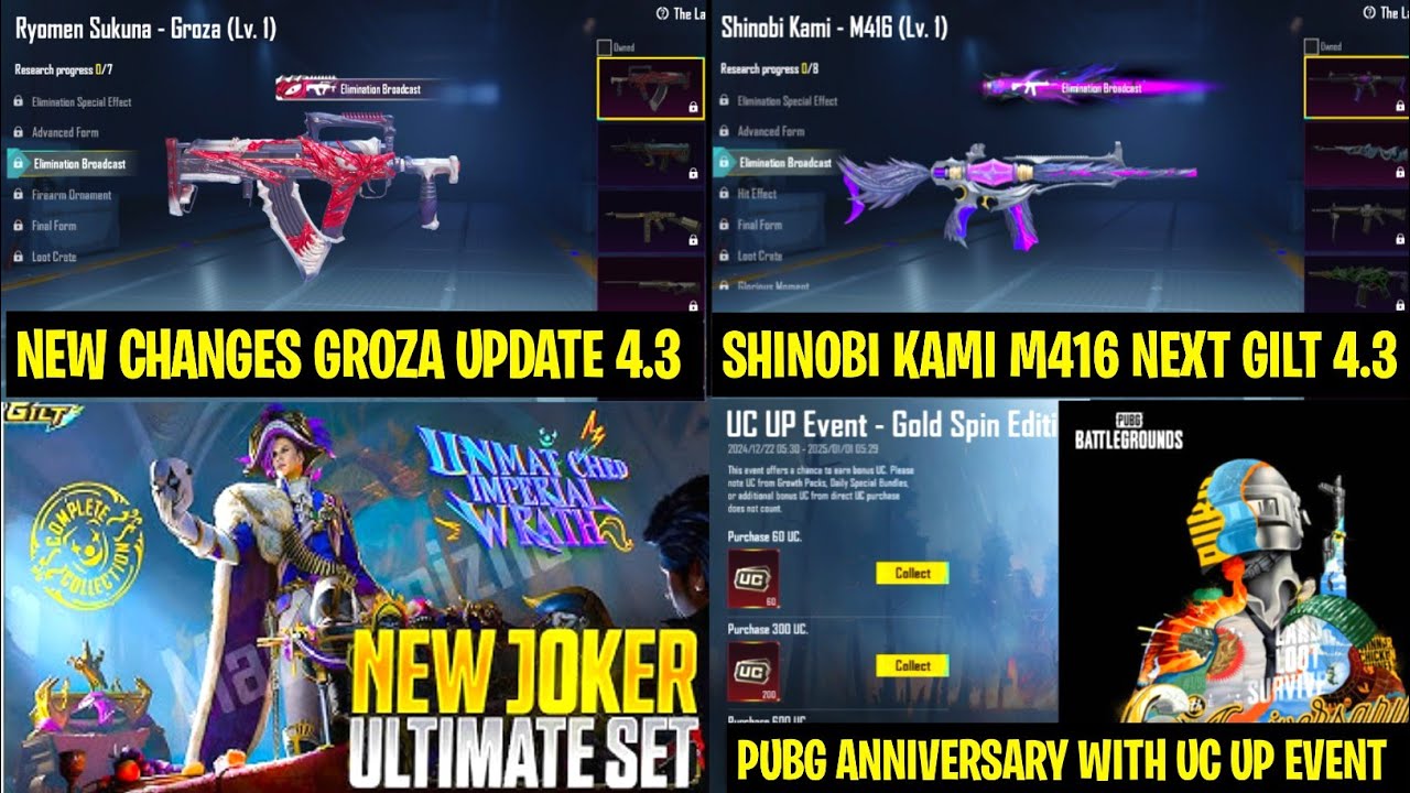 4.3 UPDATE ULTIMATE SET | BGMI NEXT UPGRADE SKIN GROZA & SCAR-L | NEXT UC UP EVENT | JOKER GILT SET 