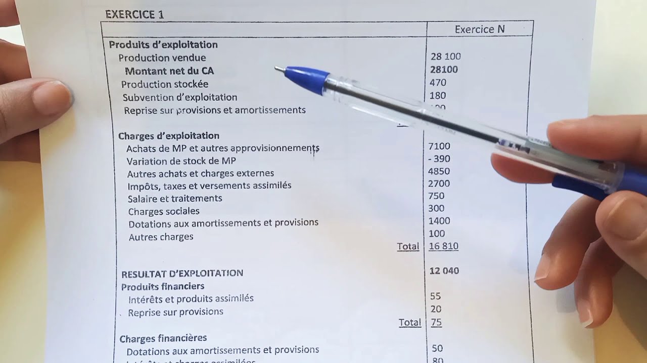 soldes interm&eacute;diaires de gestion : exercice