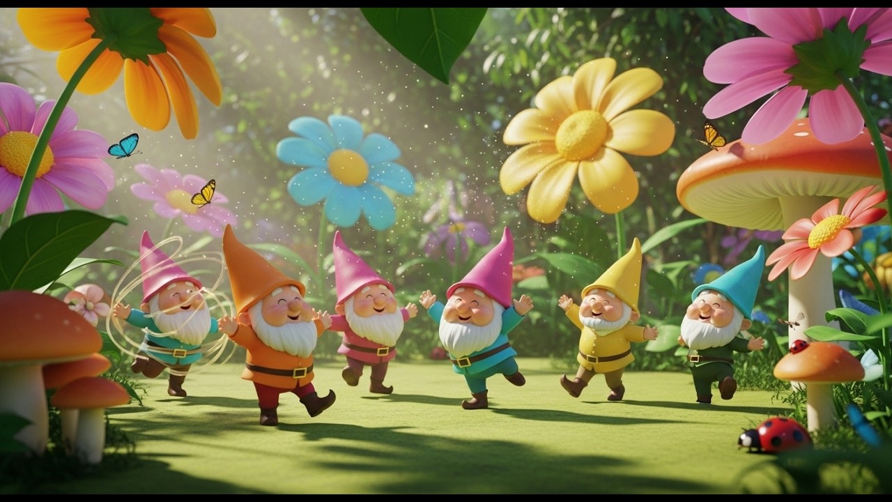 Garden Gnomes Grooving Among Flowers | Fun Fantasy Dance Song for Kids | Preschool Sing Along
