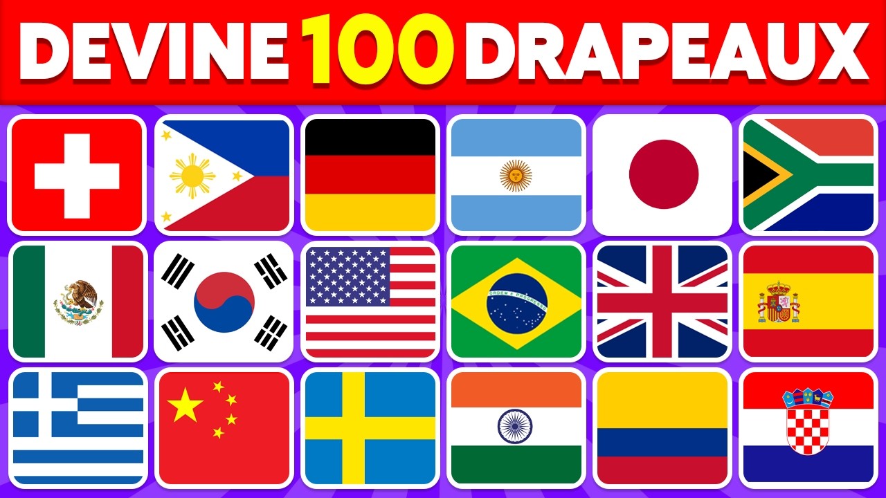 🚩 Devine 100 PAYS par leur DRAPEAU 🌍🧠 | Niveau Facile à Impossible 🤯
