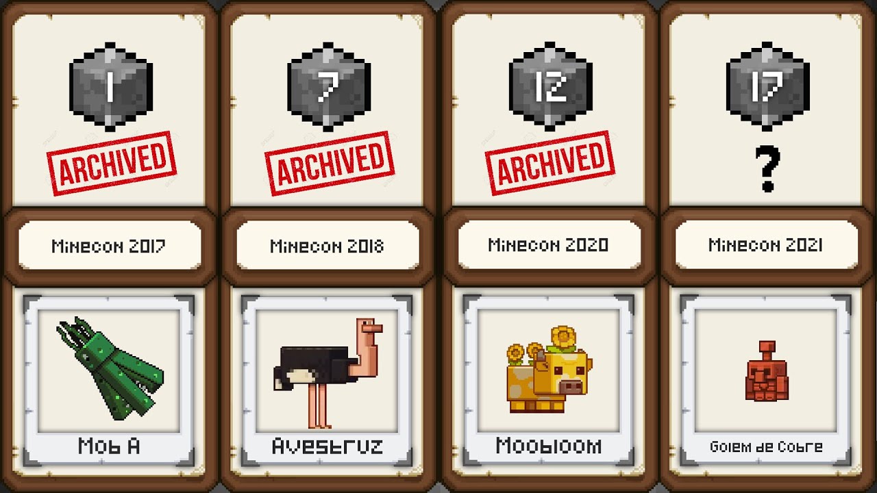 Minecraft: Todos los Mobs de la Minecon (2017-2021 Comparaci&oacute;n)