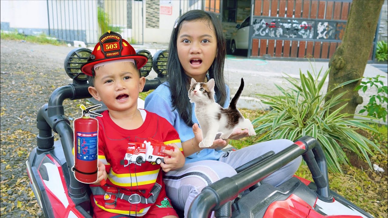 AZAM JADI PEMADAM KEBAKARAN 🚒 MENOLONG ANAK KUCING