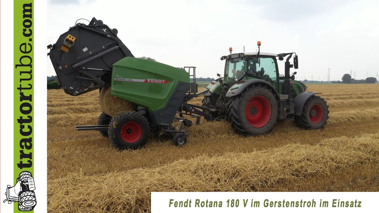 Fendt Rotana 180 V Rundballenpresse im Gerstenstroh im Einsatz - LU Hunzelar