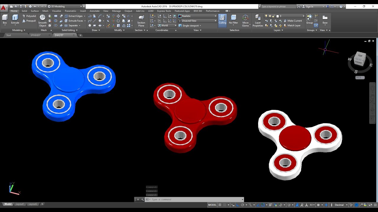 Make Spinner In AutoCAD||3D Modeling