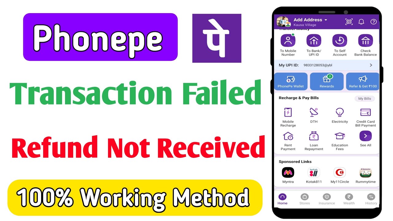 phonepe failed transaction refund not received