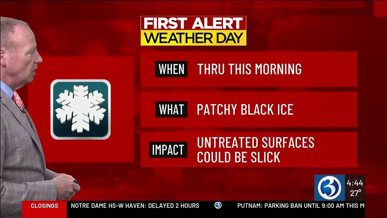 FORECAST: A First Alert Weather Day continues this morning for patchy black ice