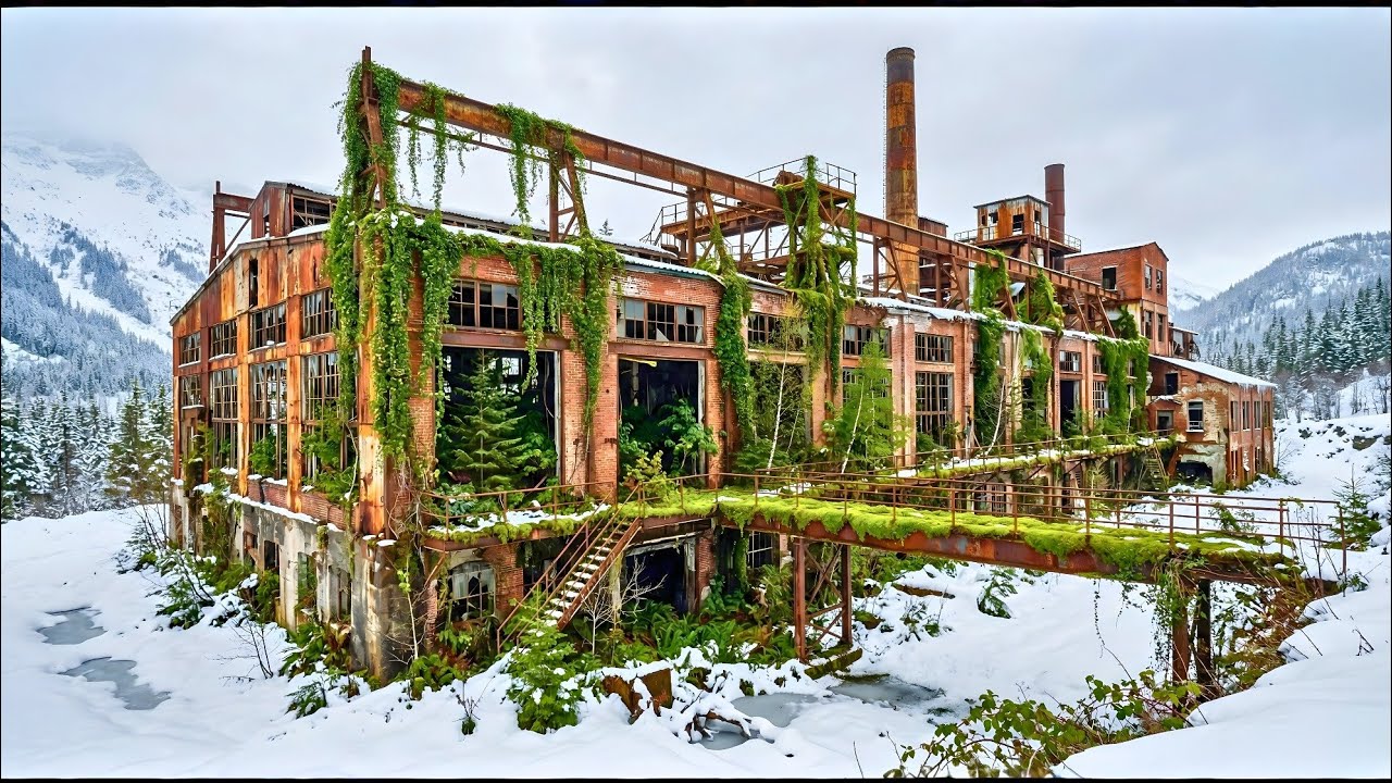 I Turned an Abandoned Snow-Covered Textile Mill Into an Aurora View Cabin Mansion (ASMR) 