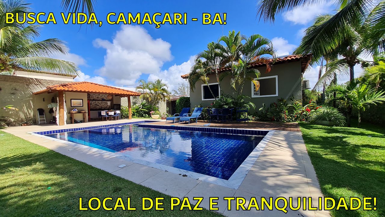 Excelente casa  3 quartos, Piscina com Deck em Madeira, Área Gourmet, Área verde, Busca Vida, BA.