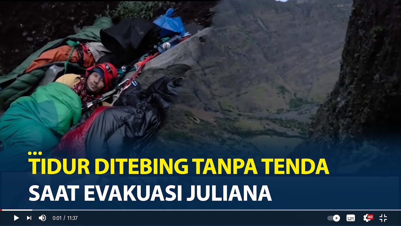 Momen Petugas SAR Tidur Ditebing Curam Saat Evakuasi Juliana, Tanpa Tenda Hanya Sleeping Bag