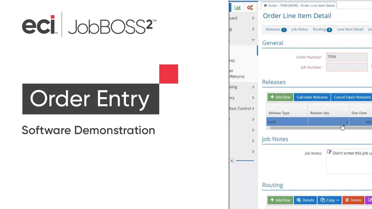 Order Entry with JobBOSS² Software