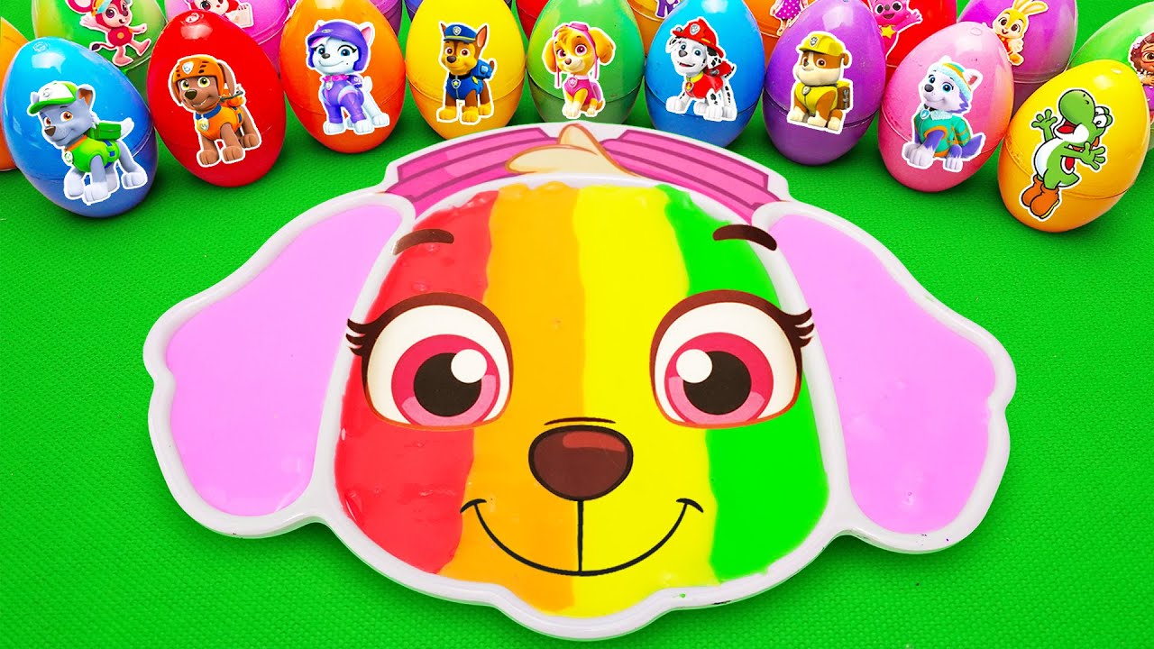 Satisfying ASMR | Making Rainbow CHASE PAW Patrol Bathtub by Mix SLIME in Rainbow Eggs CLAY Coloring