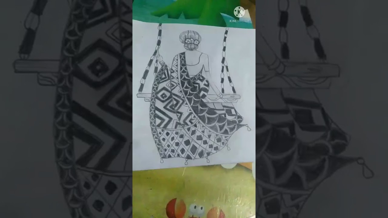trying to draw a girl with sari in cradle #shorts
