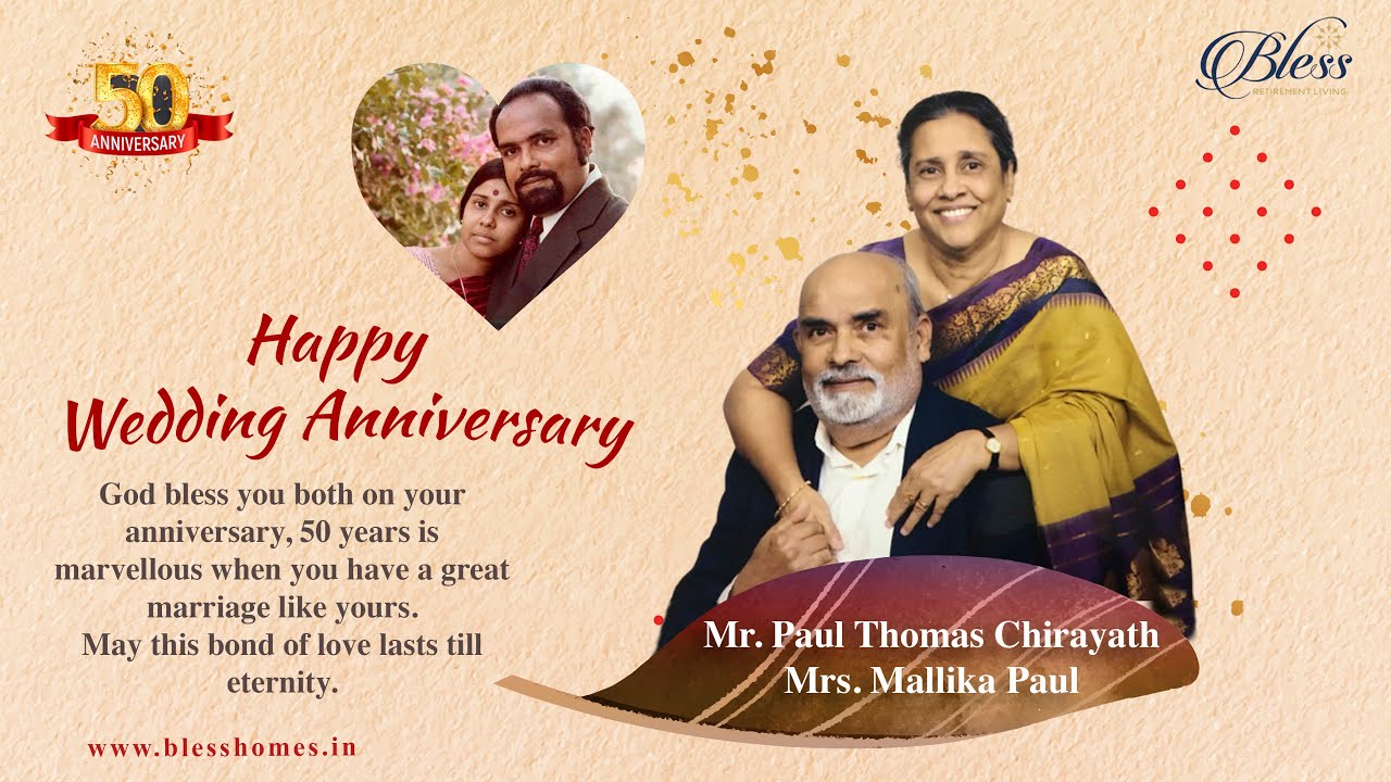 Wedding anniversary of Mr Paul Thomas Chirayath and Mrs Mallika Paul at Bless Retirement Living