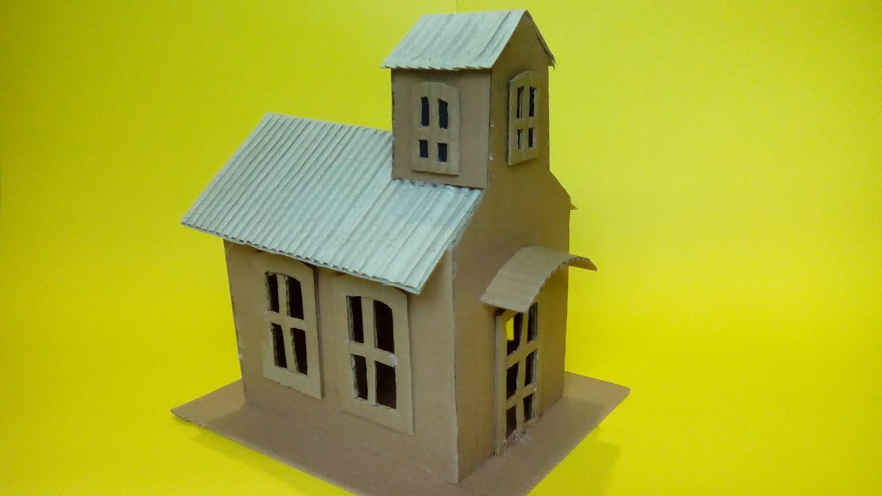 Como fazer uma igreja de papelão diy | Igrejinha feita de caixa de papelão e materiais recicláveis
