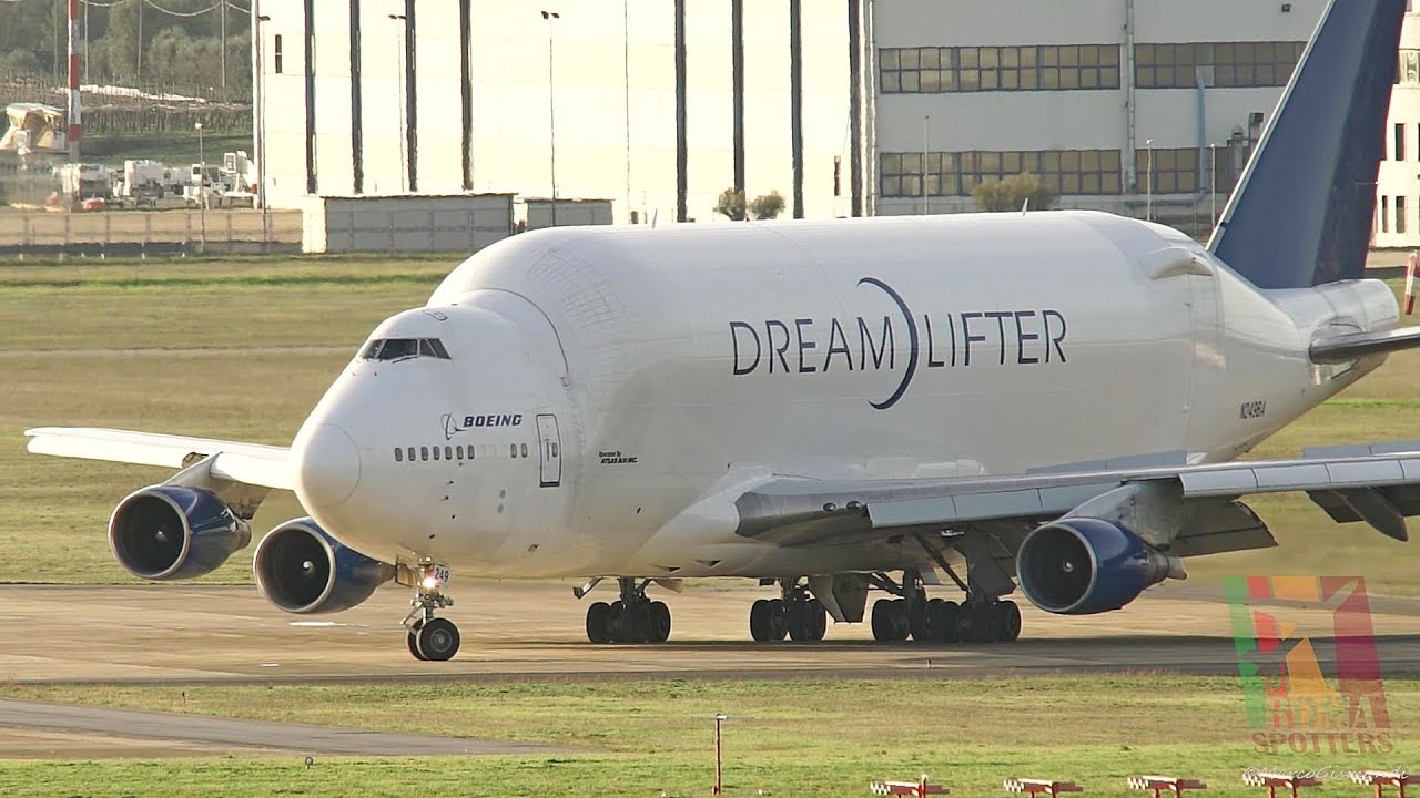 Boeing 747-400 LCF Dreamlifter [N249BA] landing at Taranto-Grottaglie Airport