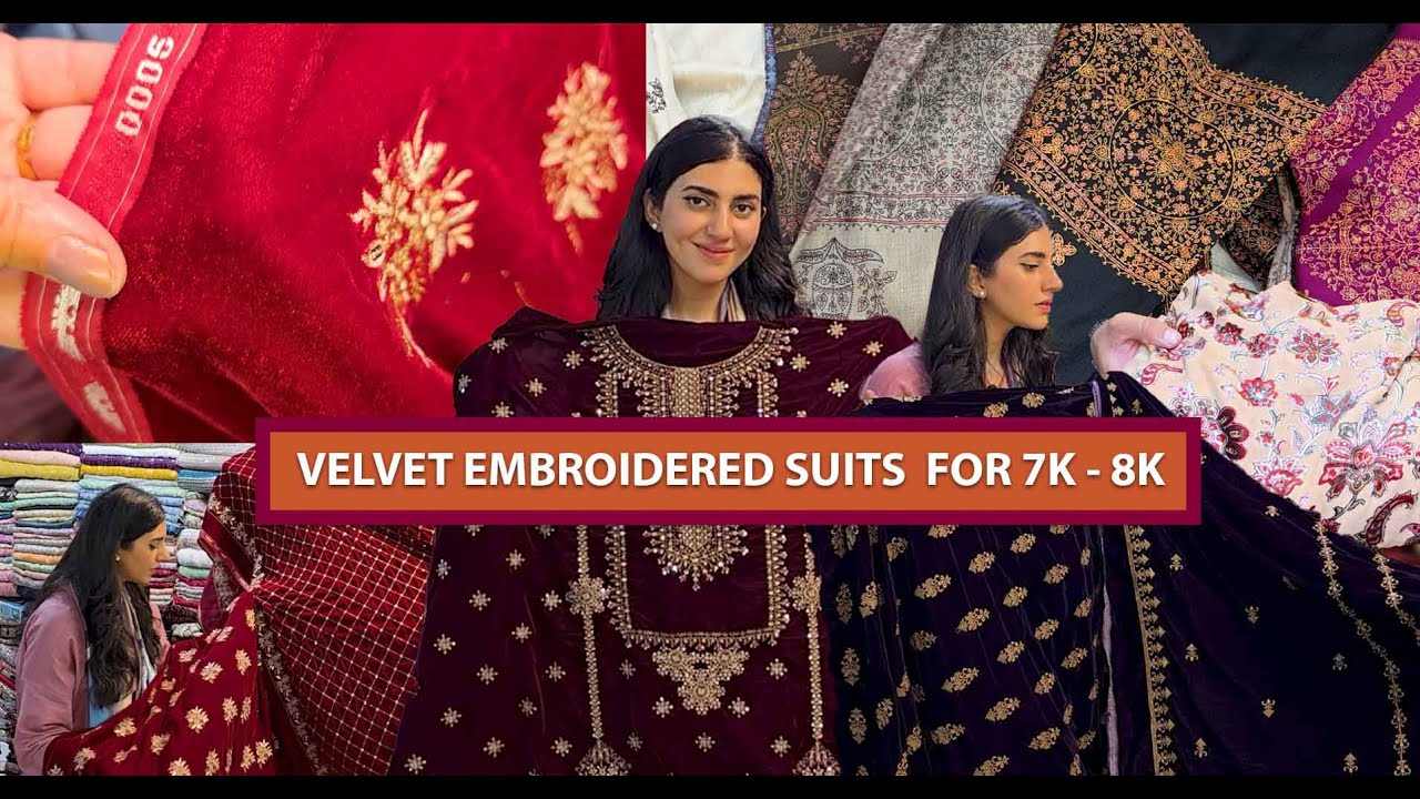 Velvet Bareeze Embroidered Shawl Suit for 8k | Winter Velvet Designs and Fabric Hunt at Rabi Center