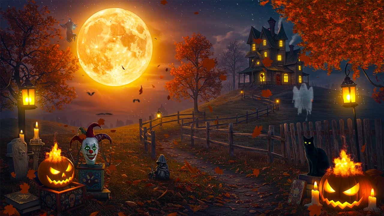 Abandoned Autumn Halloween House 🎃 Relaxing Halloween Music 👻 Spooky Halloween Night Ambience 2025