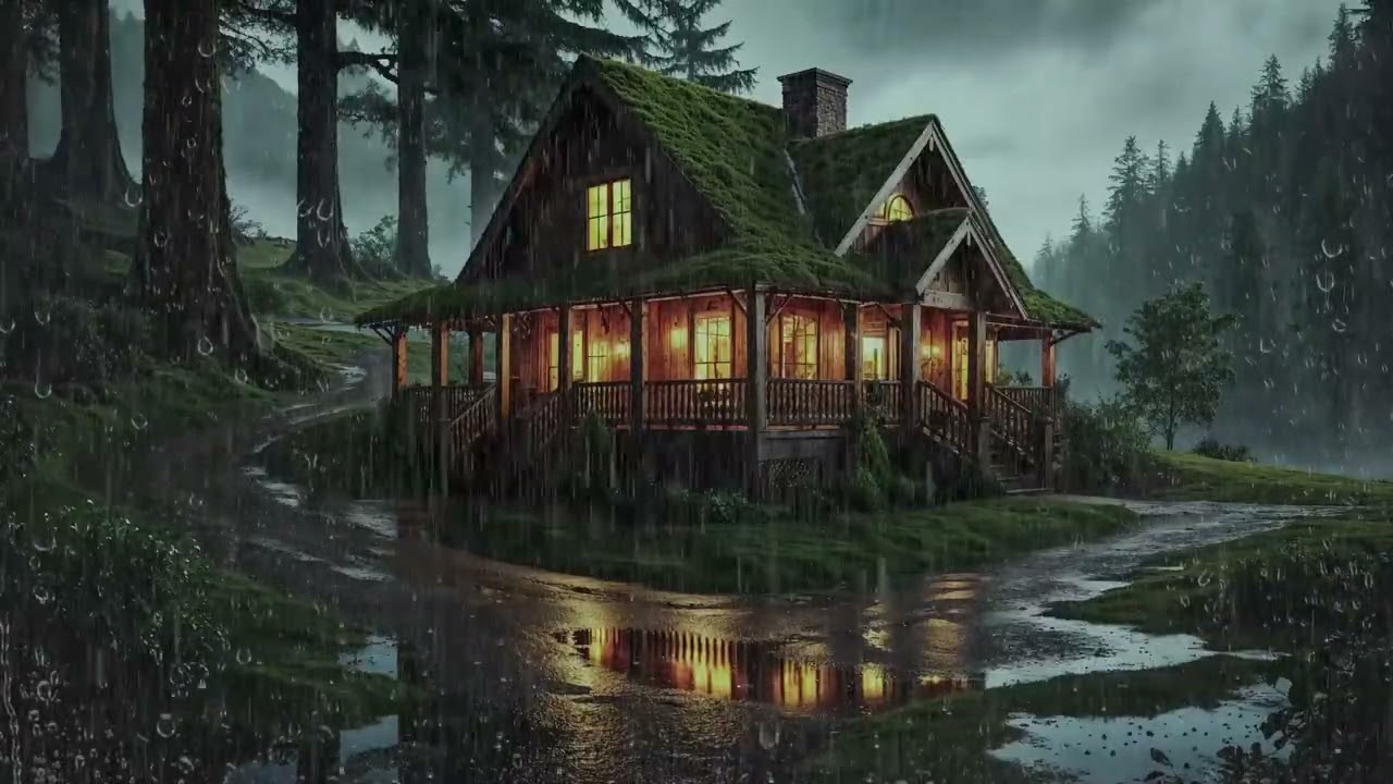 Heavy Rain on Rooftop | Cozy Night Ambience for Sleep