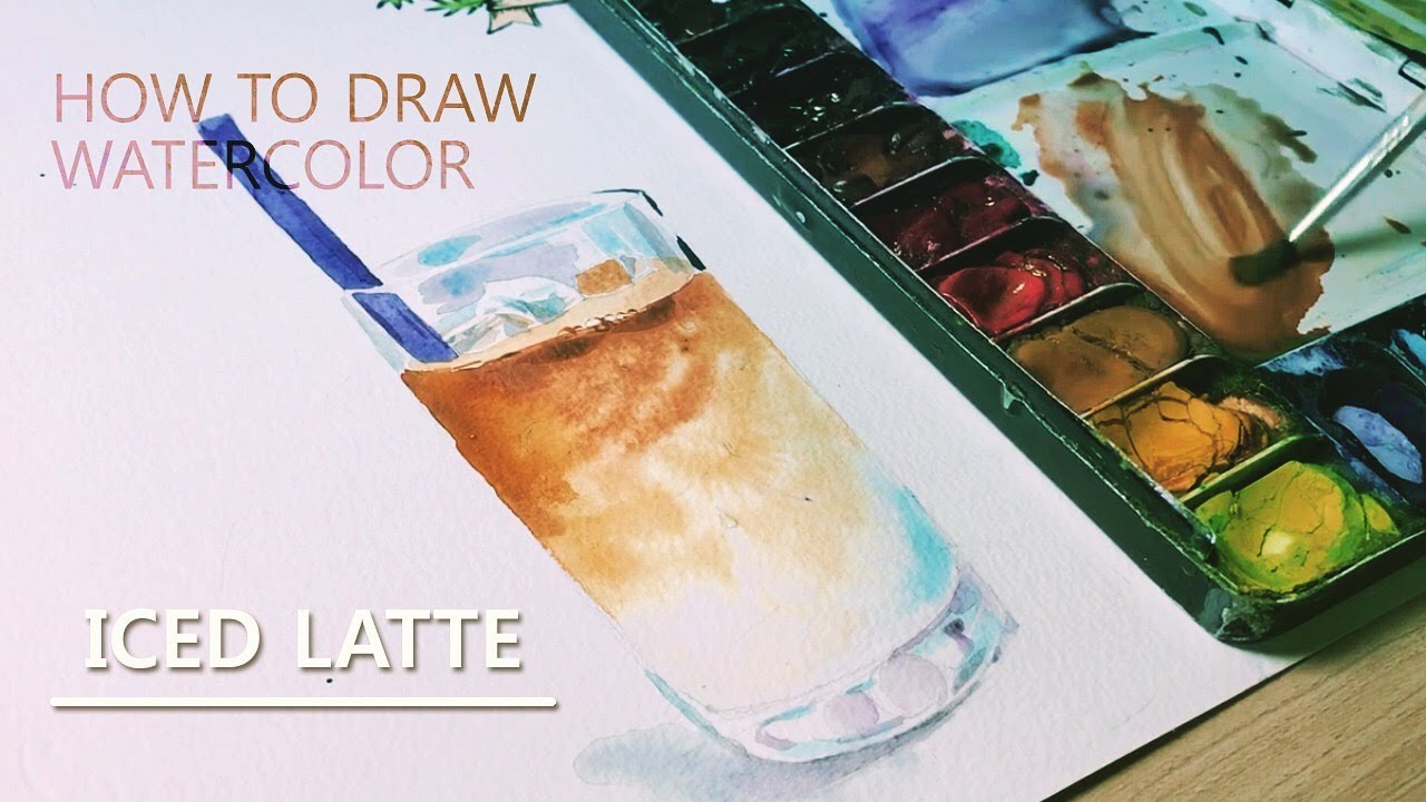 How to coloring(paint) for beginners - iced latte(아이스라떼 그리기)(real time)