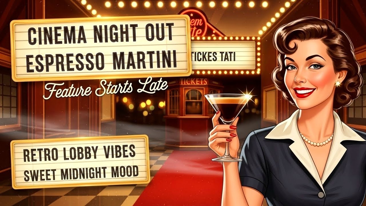 🎬 Espresso Martini Lounge - Cinema Night Out | Retro Theater Lobby Jazz (Feature Starts Late)