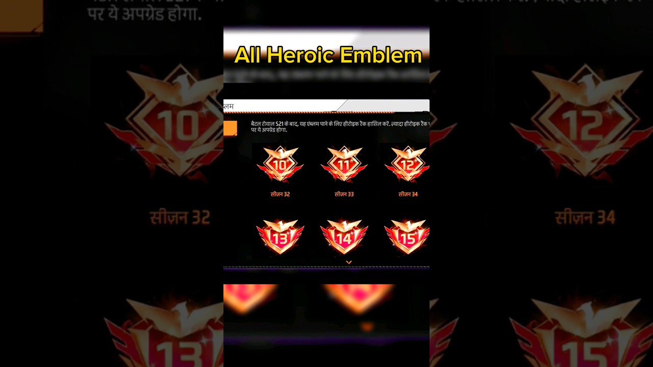 😱 All Heroic Emblem in Free Fire | Road to heroic | what is heroic emblem |&nbsp;#freefire&nbsp;#shorts&nbsp;#viral