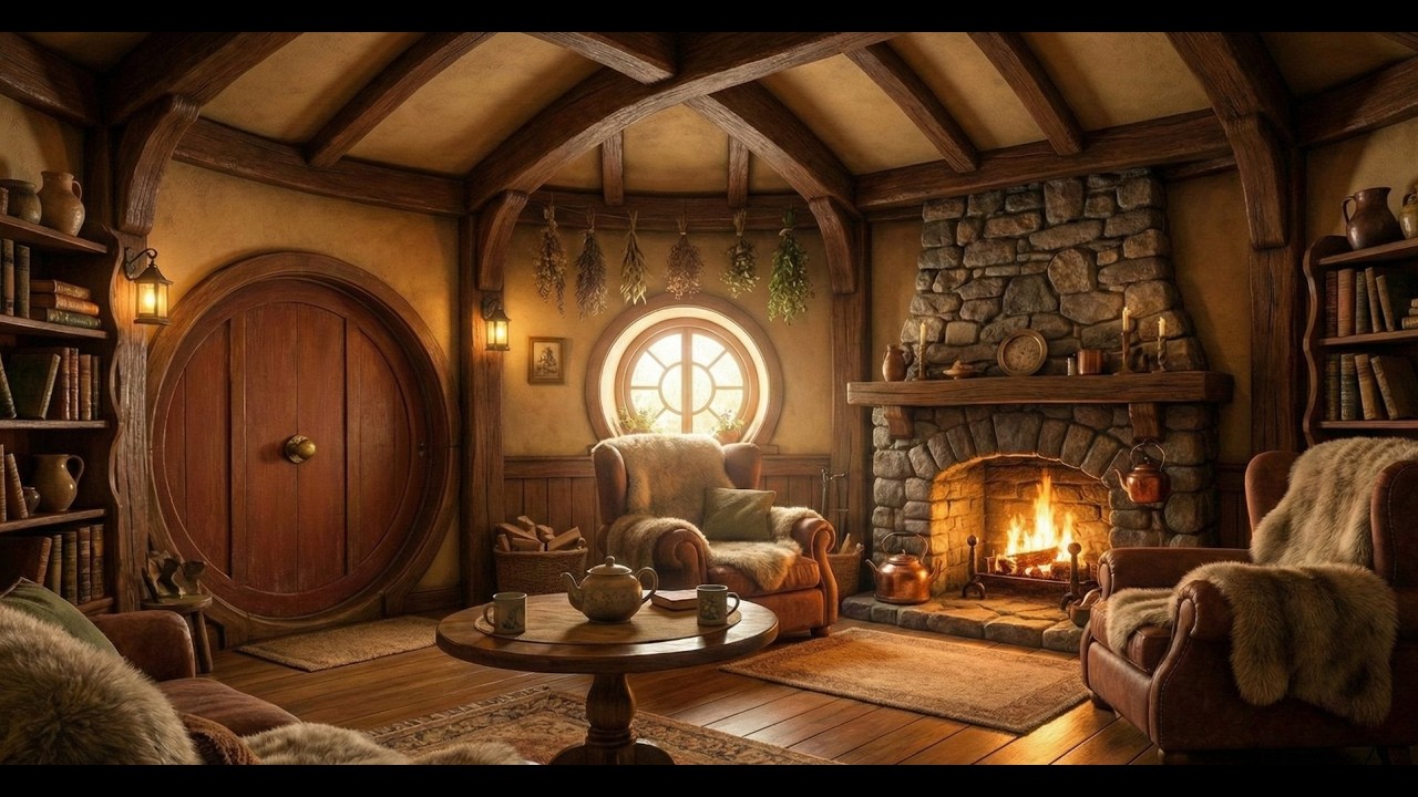A Peaceful Day in Bag End | 🔥 Cozy Hobbit House Ambiance for Sleep & Study