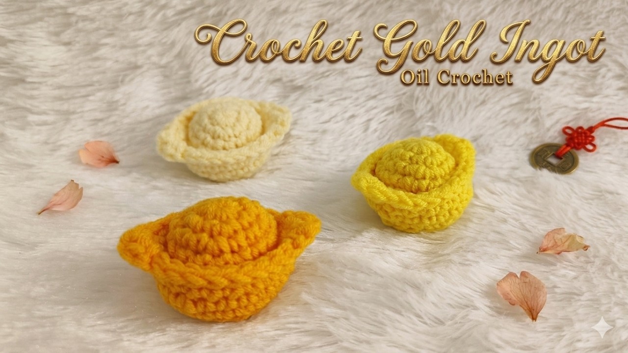 Crochet Chinese New Year 💰 Crochet Gold Ingot Keychain 💰 Amigurumi Crochet