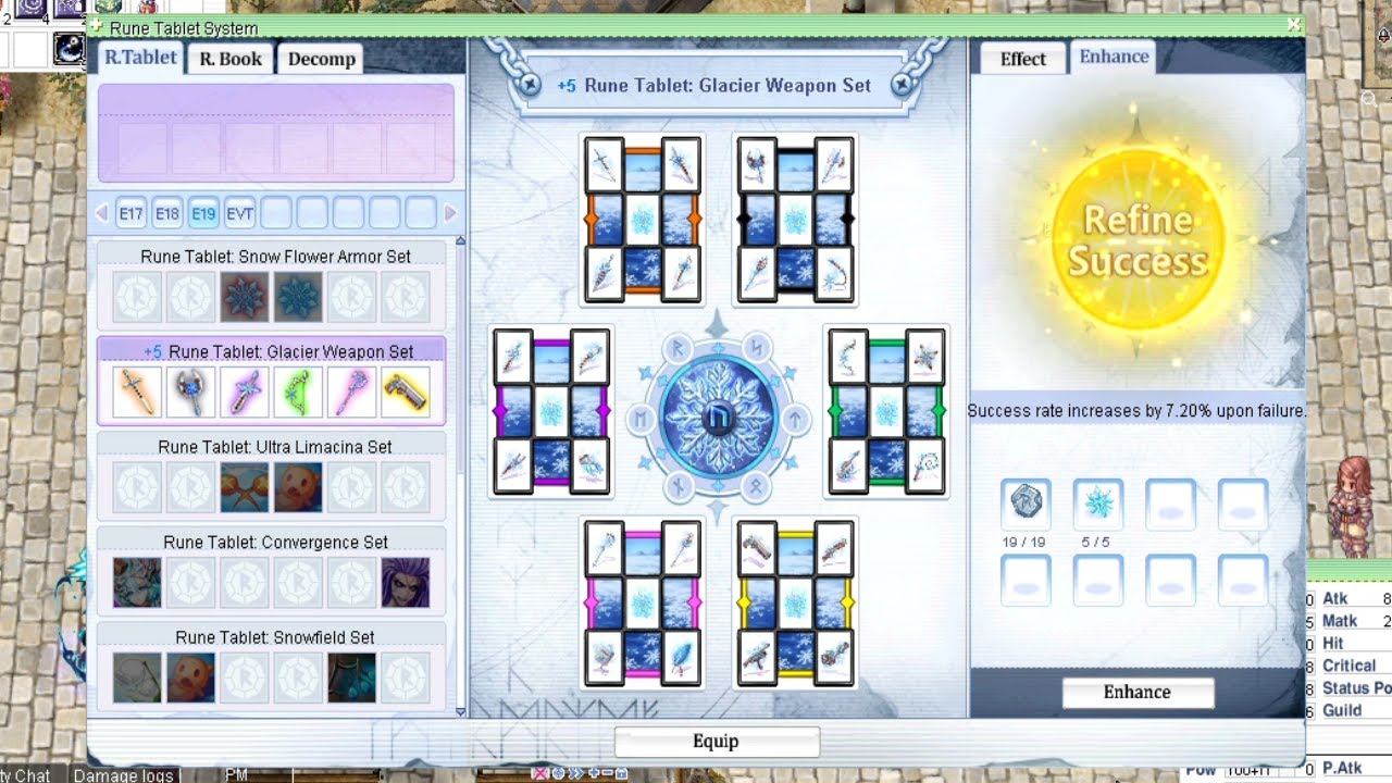 [iRO Chaos] How To Enhance Glacier Weapon Set (+5 Refinement Level Attempt) | Rune Tablet System
