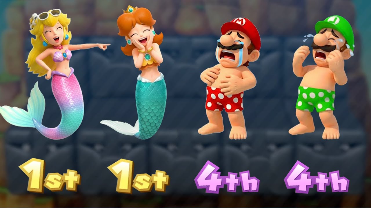 【マリオパーティ10】人魚プリンセスVsビーチボーイズ！ピーチVsデイジーVsマリオVsルイージ 4K UHD (2160P)
