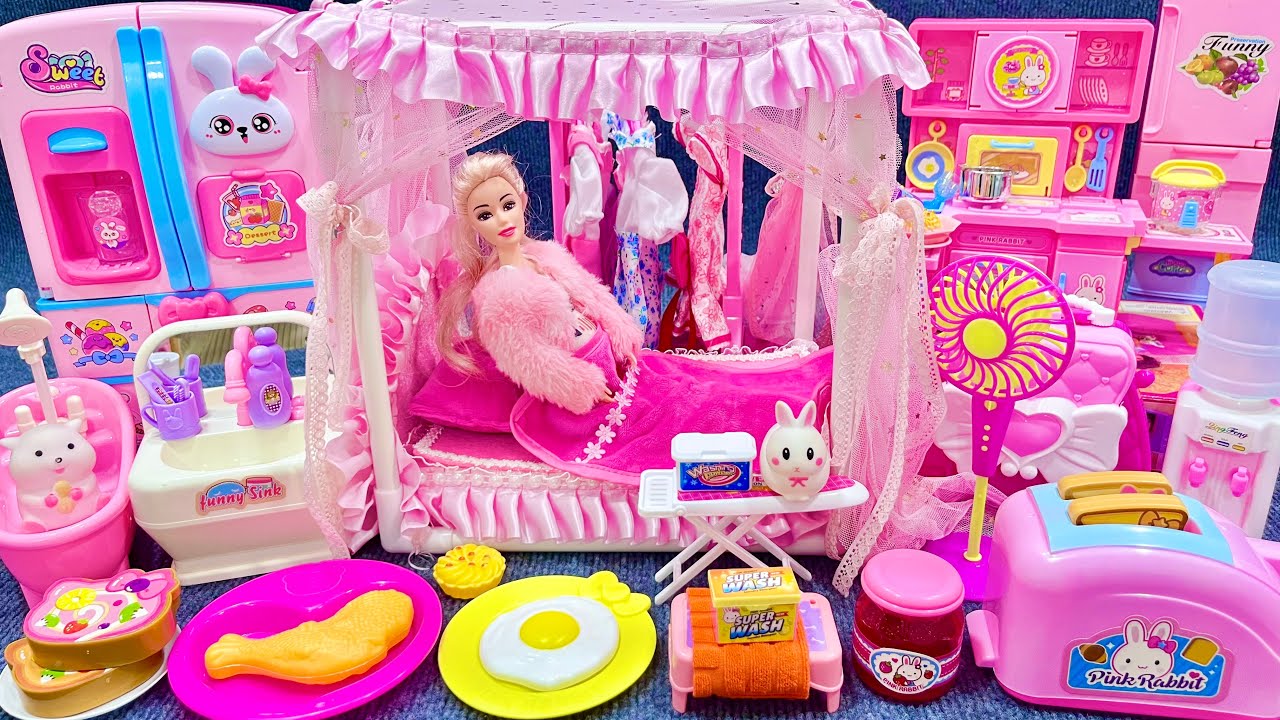 13 Minutes Satisfying with Unboxing Barbie Princess Bedroom Dress Up Playset ASMR | Review Toys