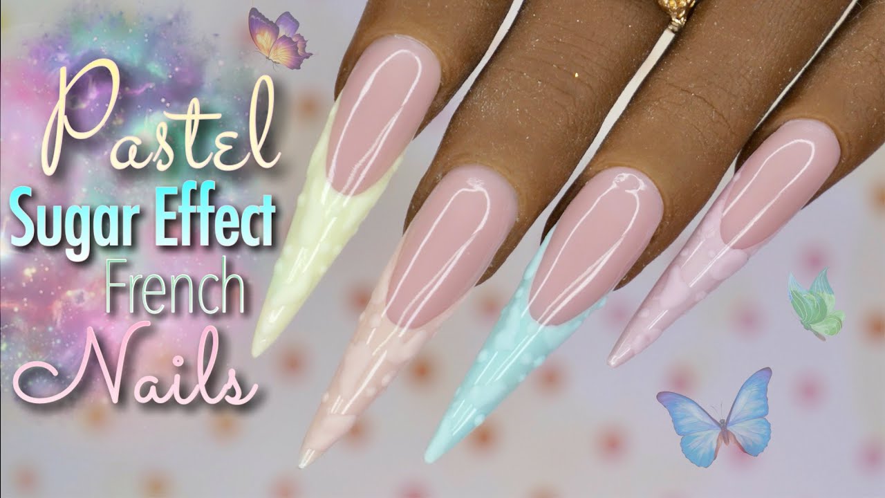 Pastel Sugar Effect French | Custom Color Hard Gel Using Liquid Art | Easy 3D Nails | Hard Gel Nails