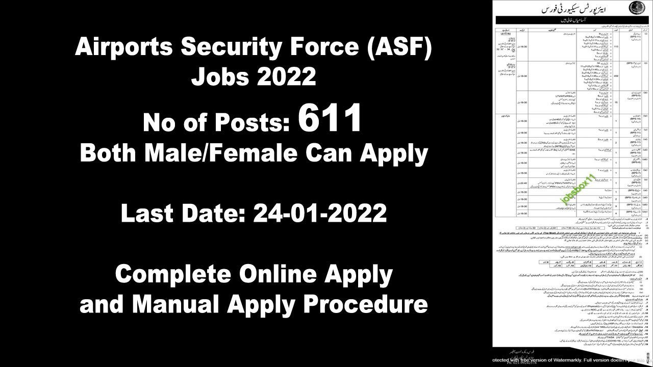 ASF Jobs 2022 | Airports Security Force Jobs 2022 | Online Apply and Manual Apply Procedure