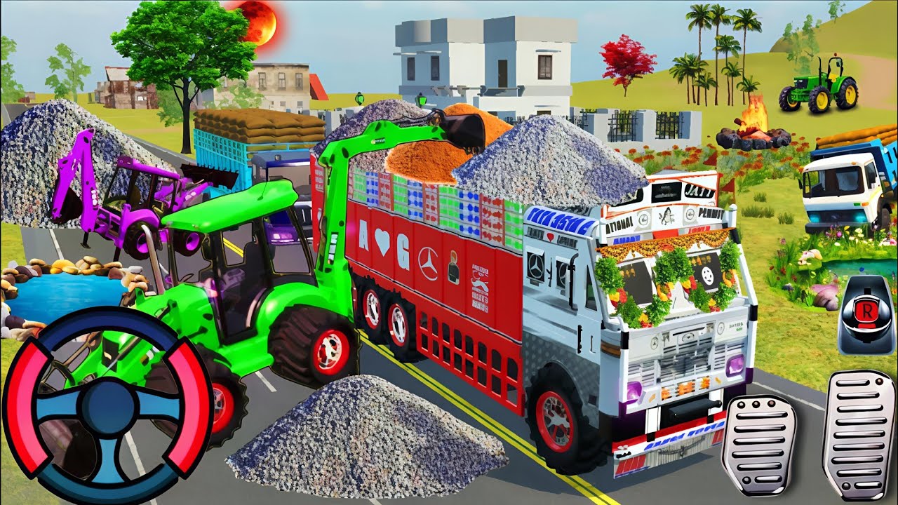 🔴Drive JCB and Uploading 🪨🏗Stone From Dumper🌋 Truck in Game 