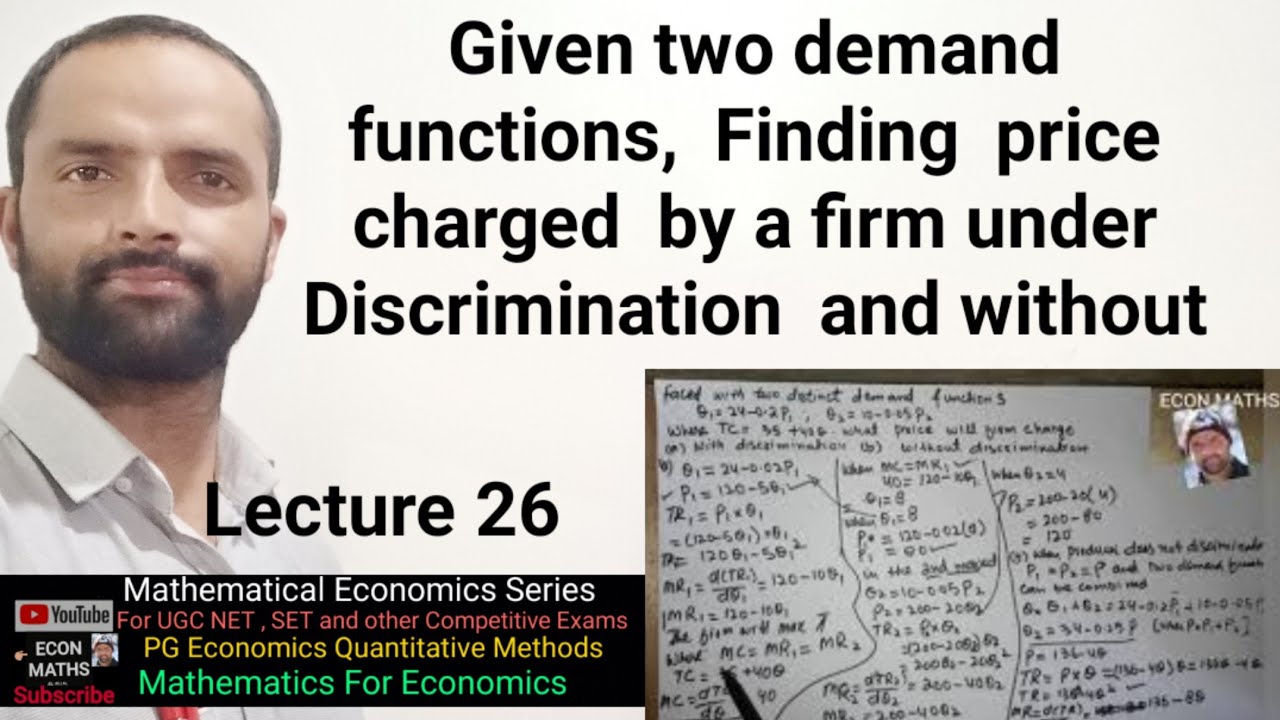 Given two demand functions,  Finding  price charged  by a firm under Discrimination  and without
