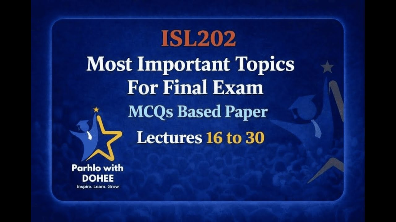 ISL202 FINAL TERM PREPERATION | IMPORTANT TOPICS | MCQS BASED QUESTIONS | VU